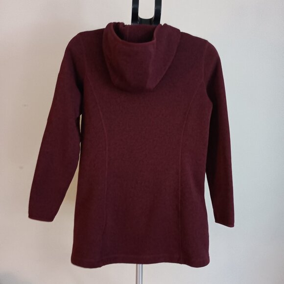 L.L. Bean Fleece Full Zip Hoodie Jacket Maroon Black Item 503354 Women’s XS EUC - Picture 8 of 16